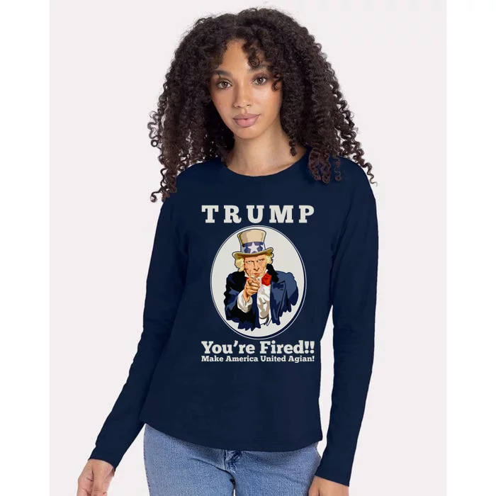 Uncle Sam Trump You're Fired Make America United Again Womens Cotton Relaxed Long Sleeve T-Shirt