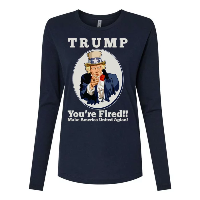 Uncle Sam Trump You're Fired Make America United Again Womens Cotton Relaxed Long Sleeve T-Shirt