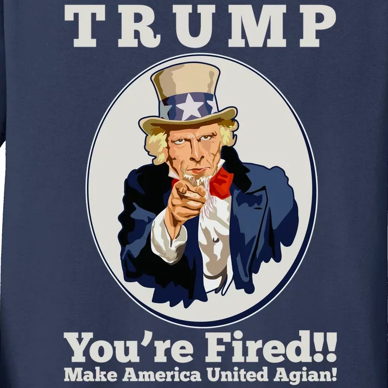 Uncle Sam Trump You're Fired Make America United Again Kids Long Sleeve Shirt