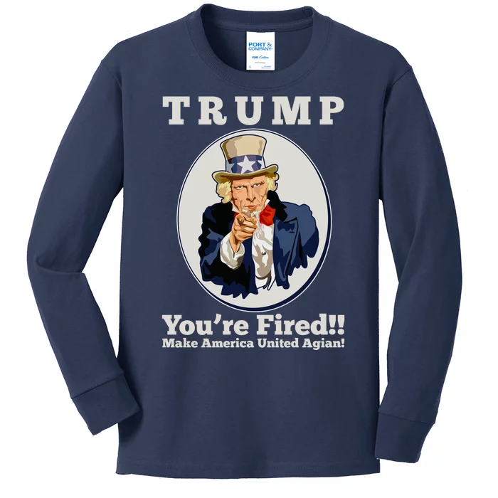 Uncle Sam Trump You're Fired Make America United Again Kids Long Sleeve Shirt