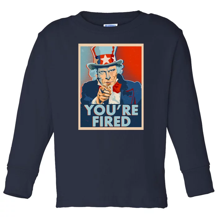 Uncle Sam Trump You're Fired Poster Toddler Long Sleeve Shirt