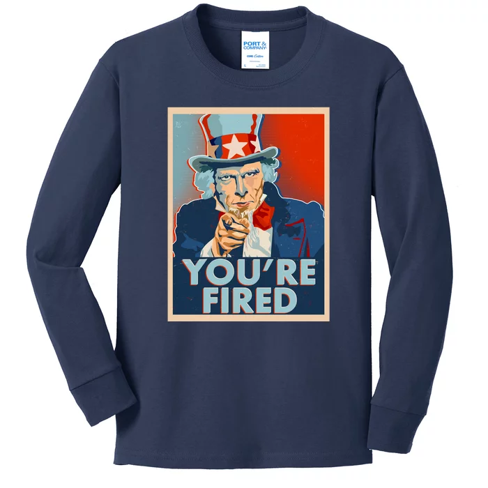 Uncle Sam Trump You're Fired Poster Kids Long Sleeve Shirt