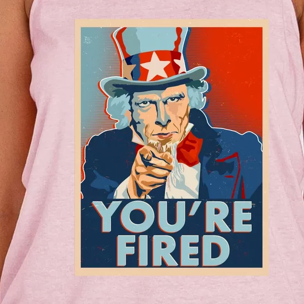 Uncle Sam Trump You're Fired Poster Women's Knotted Racerback Tank