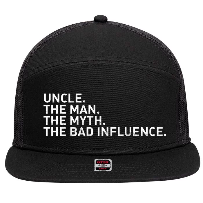 Uncle The Man The Myth The Bad Influence 7 Panel Mesh Trucker Snapback Hat