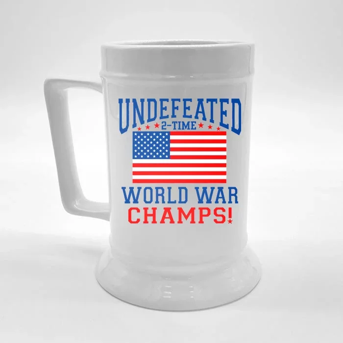 Undefeated 2-Time World War Champs Front & Back Beer Stein