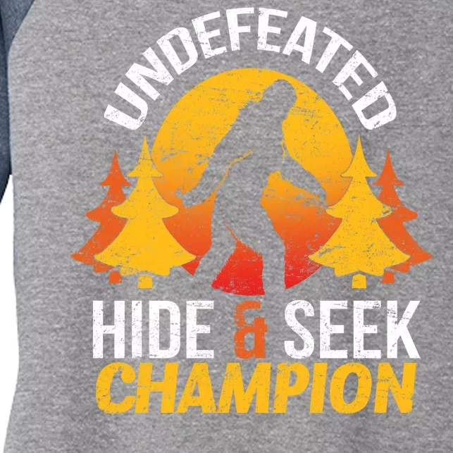 Undefeated Hide And Seek Champion Bigfoot Women's Tri-Blend 3/4-Sleeve Raglan Shirt