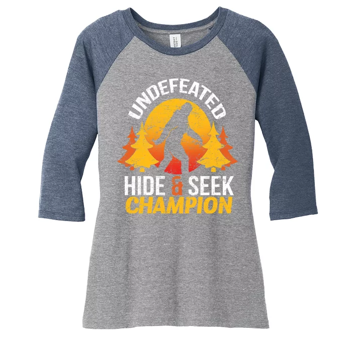 Undefeated Hide And Seek Champion Bigfoot Women's Tri-Blend 3/4-Sleeve Raglan Shirt