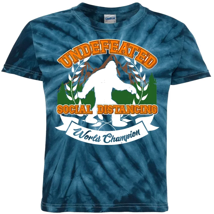 Undefeated Sasquatch Social Distancing Bigfoot Kids Tie-Dye T-Shirt