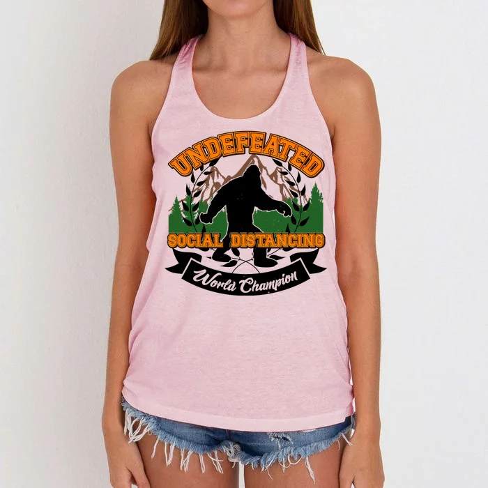 Undefeated Sasquatch Social Distancing Bigfoot Women's Knotted Racerback Tank