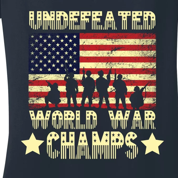 Undefeated World War Champs Women's V-Neck T-Shirt