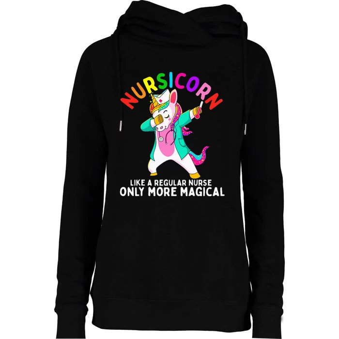 Unicorn Nurse Funny Nursicorn Rainbow Nursing RN Womens Funnel Neck Pullover Hood