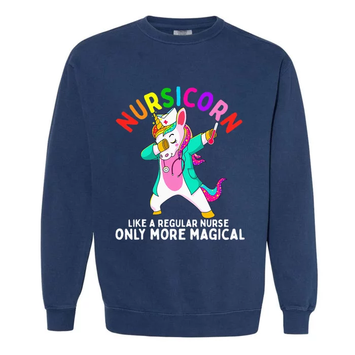 Unicorn Nurse Funny Nursicorn Rainbow Nursing RN Garment-Dyed Sweatshirt