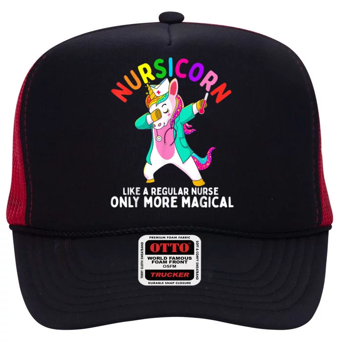 Unicorn Nurse Funny Nursicorn Rainbow Nursing Rn Gift High Crown Mesh Trucker Hat