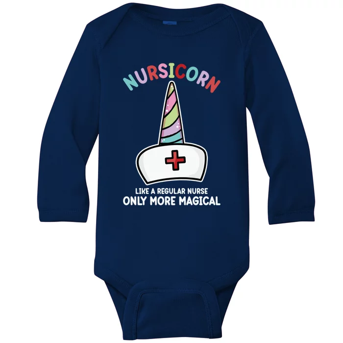 Unicorn Nurse Funny Nursicorn Rainbow Gift Baby Long Sleeve Bodysuit