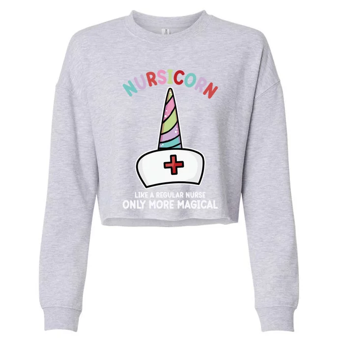 Unicorn Nurse Funny Nursicorn Rainbow Gift Cropped Pullover Crew