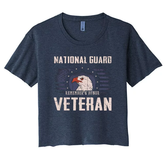 Us National Guard Veteran Eagle Usa Flag Veterans Day Women's Crop Top Tee