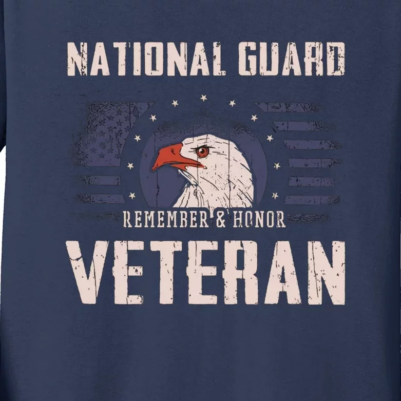 Us National Guard Veteran Eagle Usa Flag Veterans Day Kids Long Sleeve Shirt