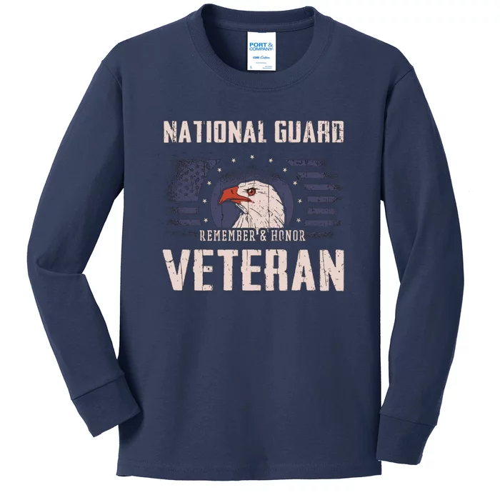 Us National Guard Veteran Eagle Usa Flag Veterans Day Kids Long Sleeve Shirt