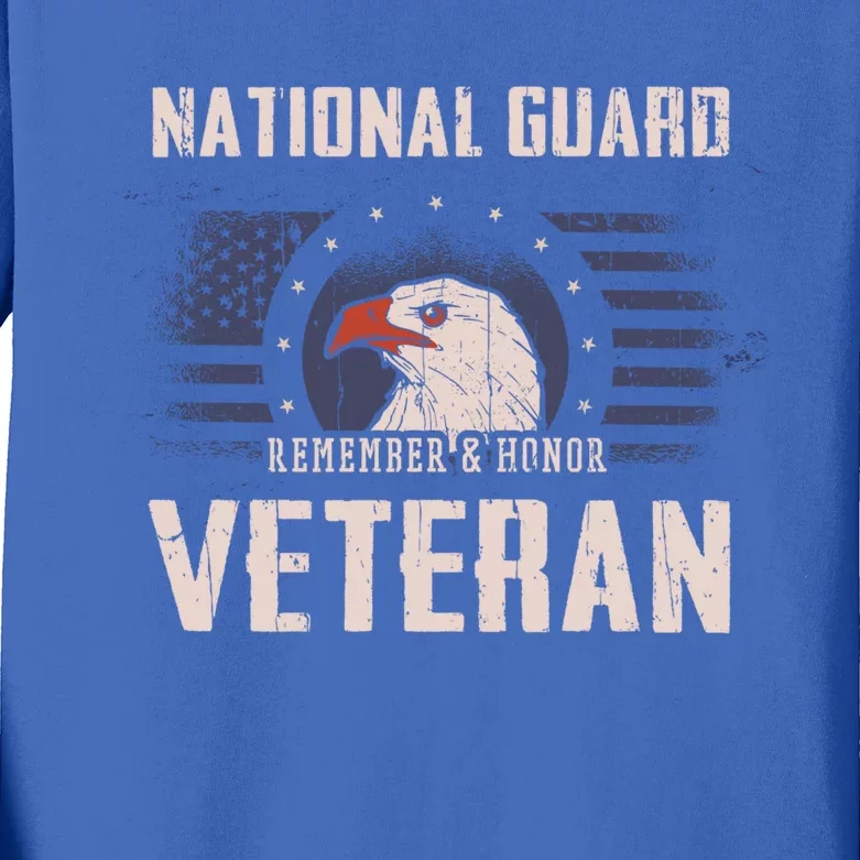 Us National Guard Veteran Eagle Usa Flag Veterans Day Funny Gift Kids Long Sleeve Shirt