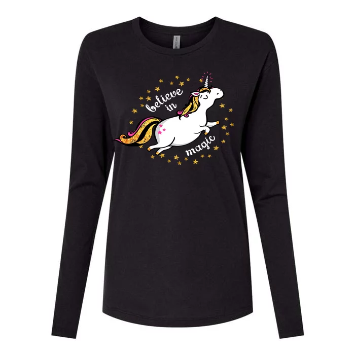 Unicorn Believe In Magic Womens Cotton Relaxed Long Sleeve T-Shirt