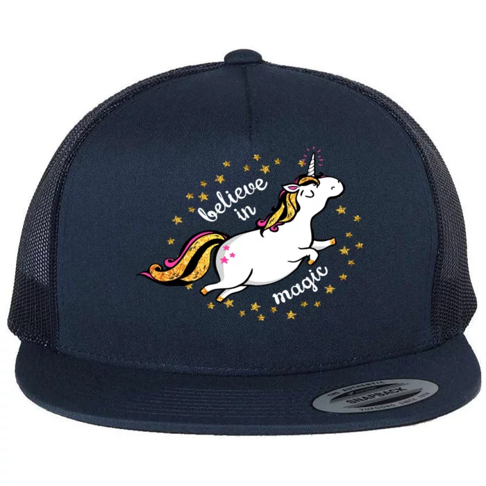 Unicorn Believe In Magic Flat Bill Trucker Hat