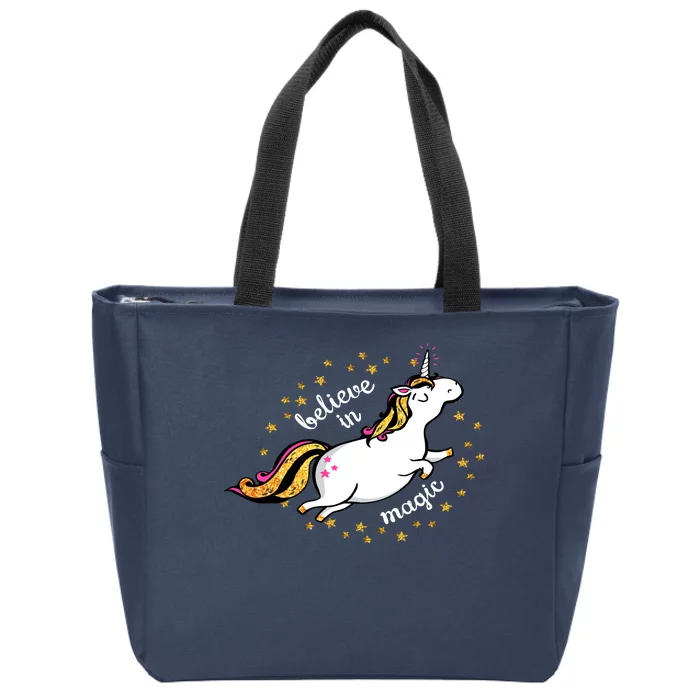 Unicorn Believe In Magic Zip Tote Bag