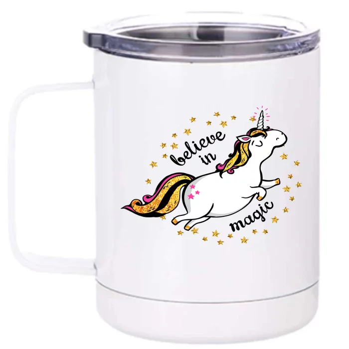 Unicorn Believe In Magic Front & Back 12oz Stainless Steel Tumbler Cup