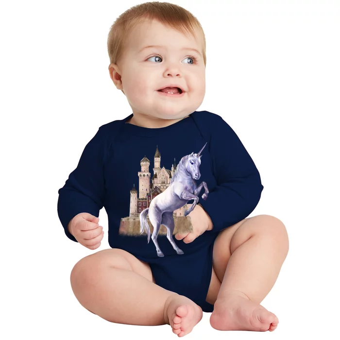 Unicorn Castle Baby Long Sleeve Bodysuit