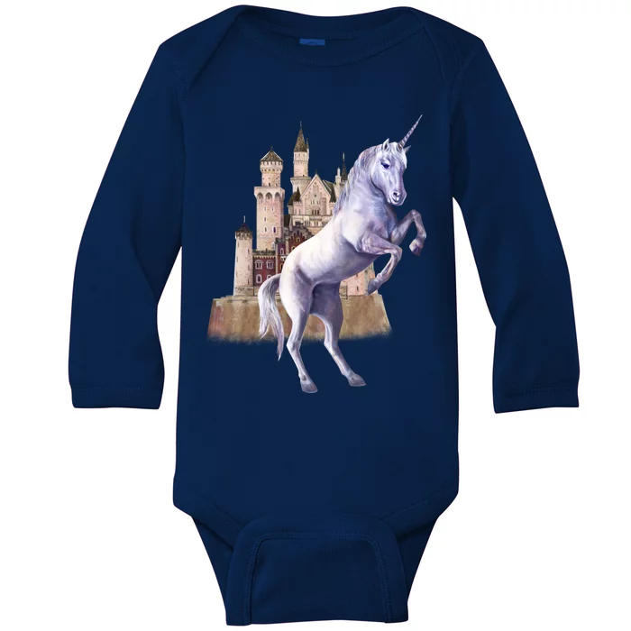 Unicorn Castle Baby Long Sleeve Bodysuit