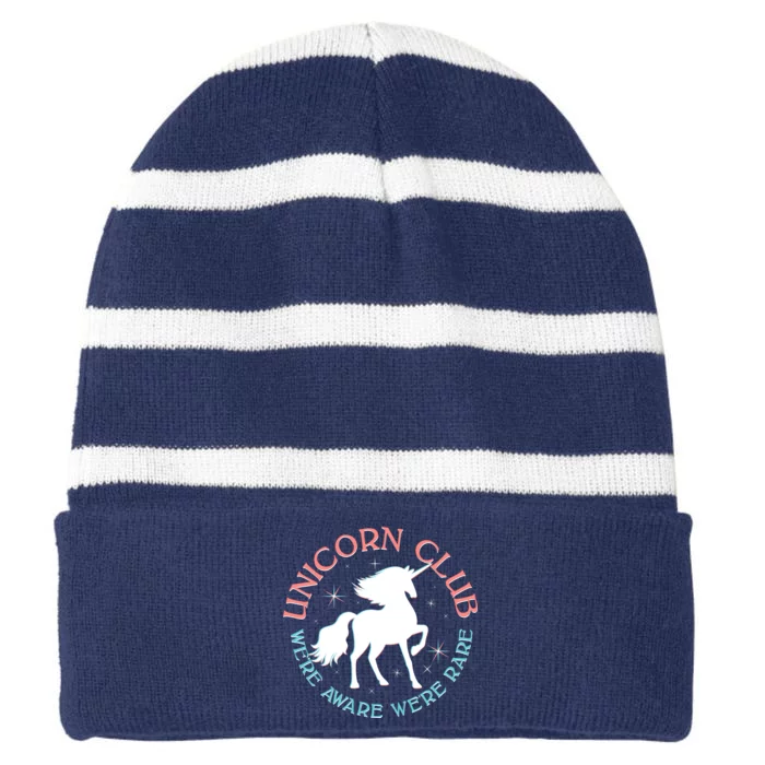 Unicorn Club We're Aware We're Rare Striped Beanie with Solid Band