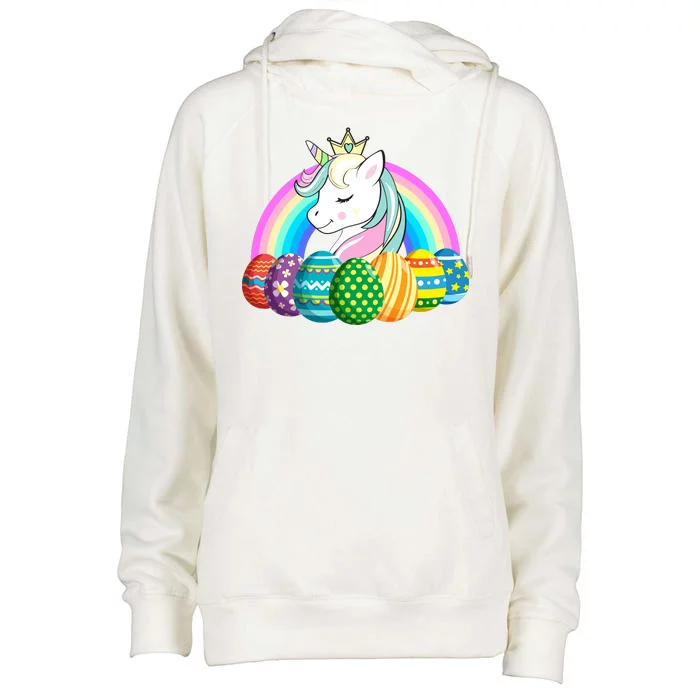 Unicorn Easter Eggs Womens Funnel Neck Pullover Hood