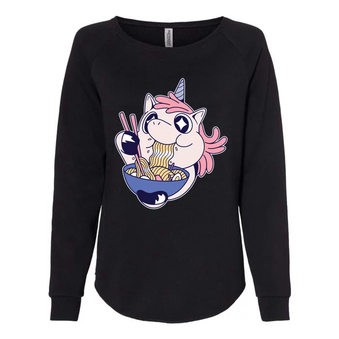 Unicorn Eating Ramen Noodles Womens California Wash Sweatshirt