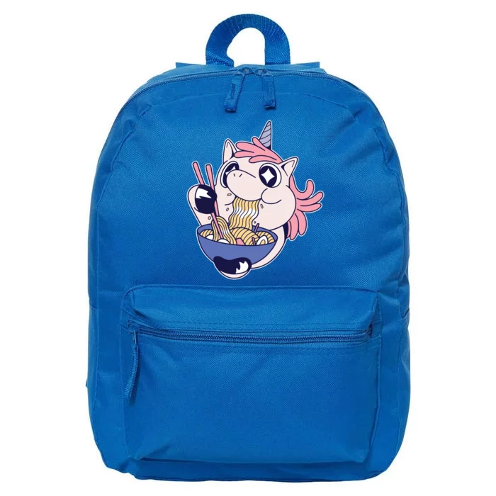 Unicorn Eating Ramen Noodles 16 in Basic Backpack