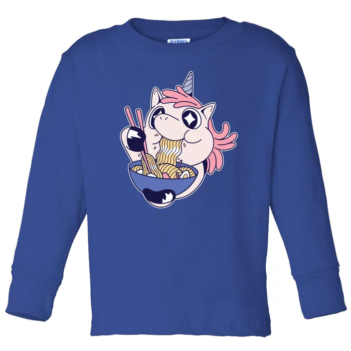 Unicorn Eating Ramen Noodles Toddler Long Sleeve Shirt