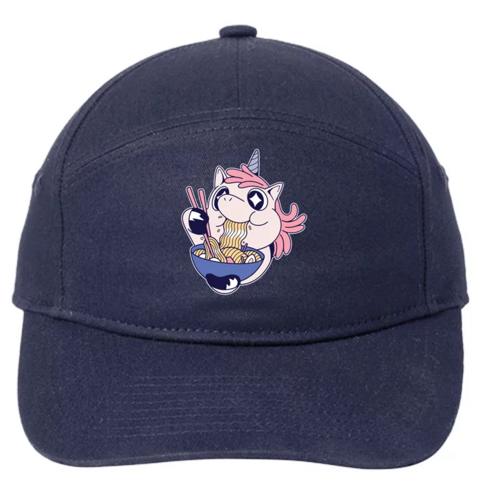 Unicorn Eating Ramen Noodles 7-Panel Snapback Hat