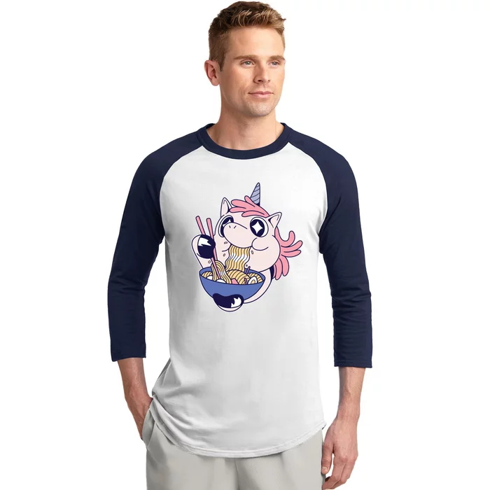 Unicorn Eating Ramen Noodles Baseball Sleeve Shirt