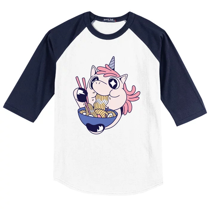 Unicorn Eating Ramen Noodles Baseball Sleeve Shirt