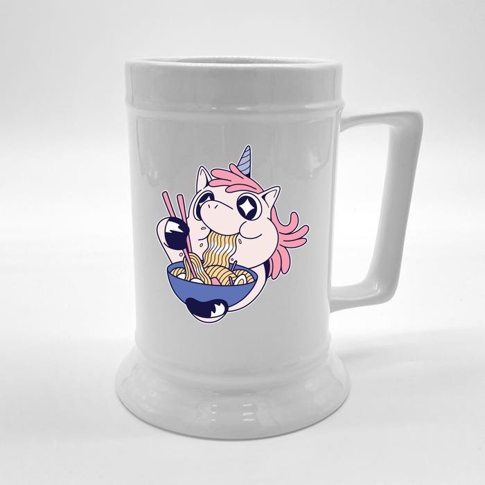 Unicorn Eating Ramen Noodles Front & Back Beer Stein