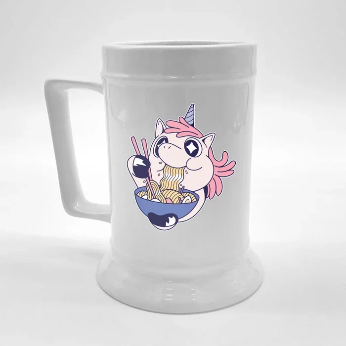 Unicorn Eating Ramen Noodles Front & Back Beer Stein