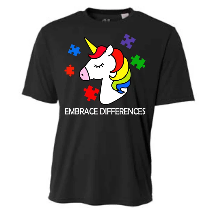 Unicorn Embrace The Differences Autism Cooling Performance Crew T-Shirt