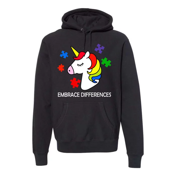 Unicorn Embrace The Differences Autism Premium Hoodie