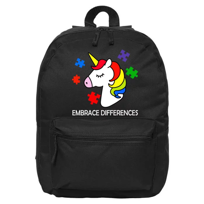 Unicorn Embrace The Differences Autism 16 in Basic Backpack