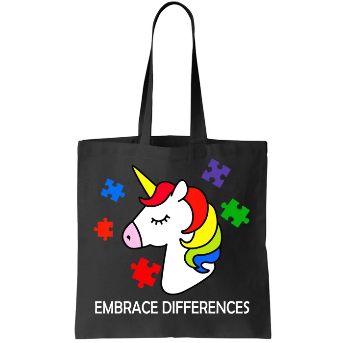 Unicorn Embrace The Differences Autism Tote Bag