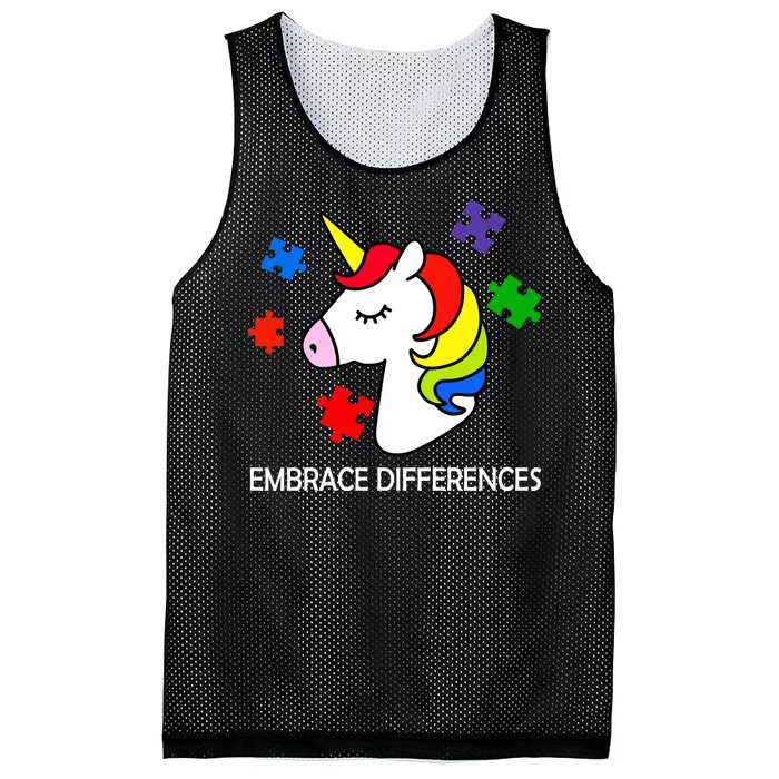 Unicorn Embrace The Differences Autism Mesh Reversible Basketball Jersey Tank