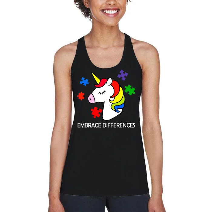 Unicorn Embrace The Differences Autism Women's Racerback Tank