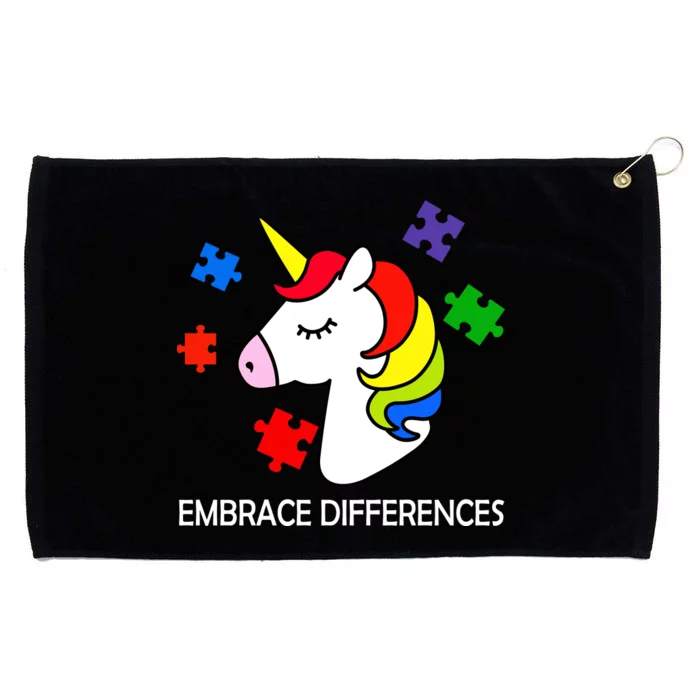 Unicorn Embrace The Differences Autism Grommeted Golf Towel