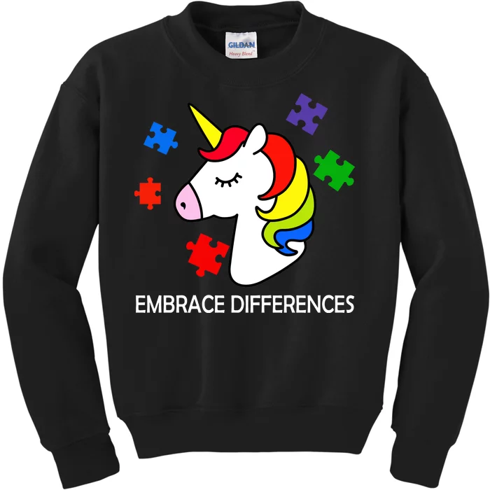 Unicorn Embrace The Differences Autism Kids Sweatshirt