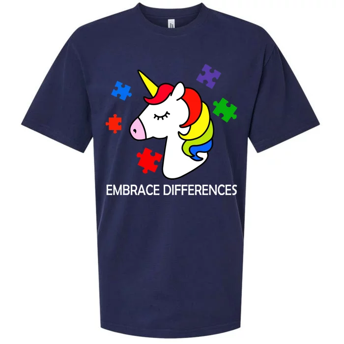 Unicorn Embrace The Differences Autism Sueded Cloud Jersey T-Shirt