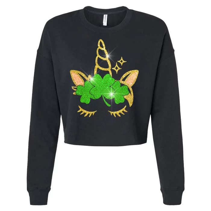 Unicorn Face St. Patrick's Day Cropped Pullover Crew