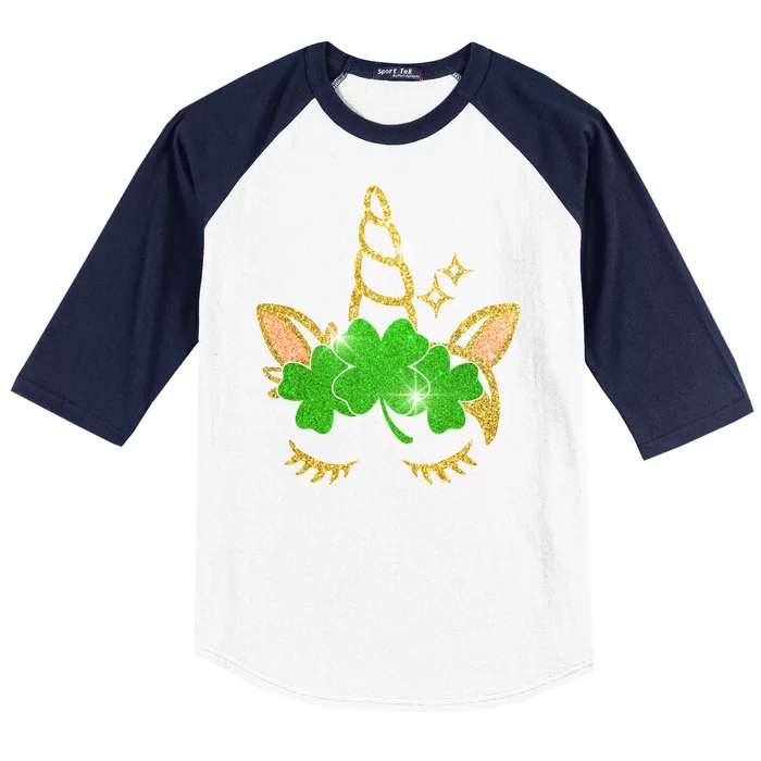 Unicorn Face St. Patrick's Day Baseball Sleeve Shirt